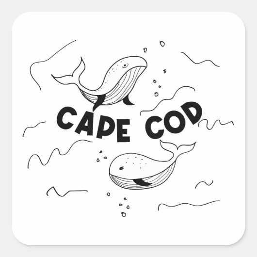 Cape Cod Massachusetts Whales スクエアシール (正面)