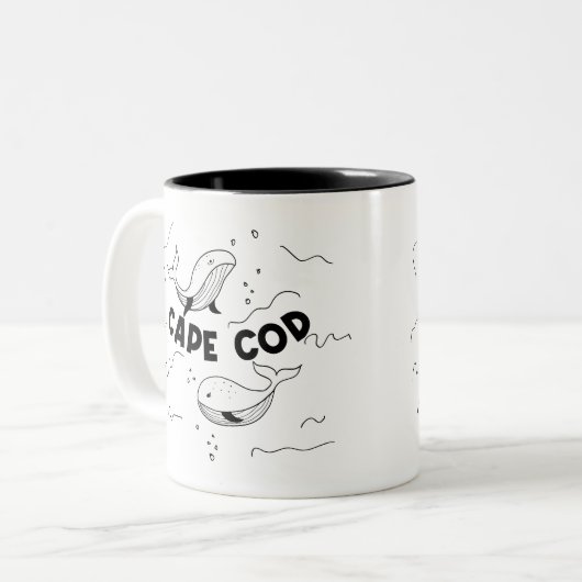 Cape Cod Massachusetts Whales ツートーンマグカップ (正面左)