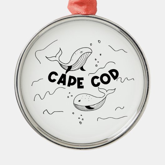 Cape Cod Massachusetts Whales メタルオーナメント (正面)