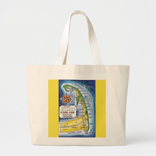 Cape Cod National Seashore Map Tote ラージトートバッグ (正面)