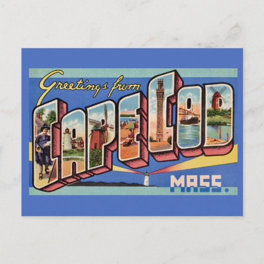 Cape Cod Retro Greeting Postcard ポストカード (正面)