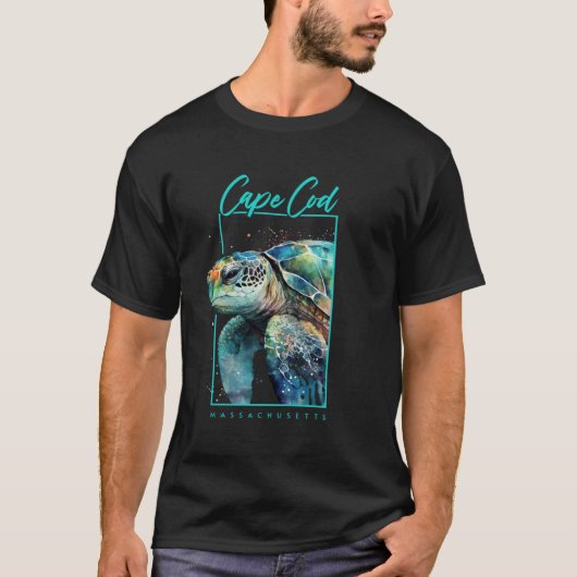 Cape Cod Souvenir Massachusetts Sea Turtle Portrai Tシャツ (正面)