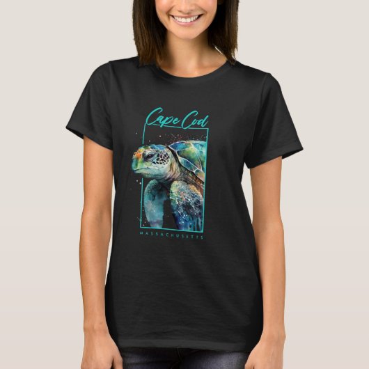 Cape Cod Souvenir Massachusetts Sea Turtle Portrai Tシャツ (正面)