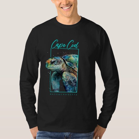 Cape Cod Souvenir Massachusetts Sea Turtle Portrai Tシャツ (正面)