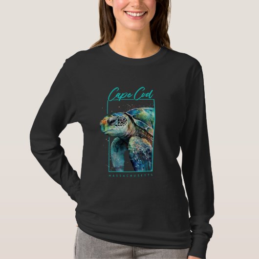 Cape Cod Souvenir Massachusetts Sea Turtle Portrai Tシャツ (正面)