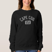 Cape Cod USA Arched Text Distressed White Print スウェットシャツ (正面)