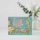 Cape Cod Vintage Map Postcard ポストカード (スタンド正面)