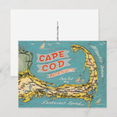 Cape Cod Vintage Map Postcard ポストカード (正面/裏面)