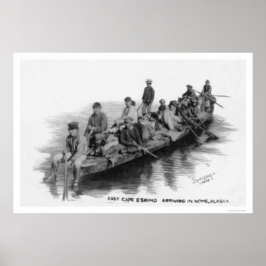 Cape Eskimos Arriving Nome AK 1910 ポスター (正面)