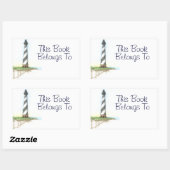 Cape Hatterasライトハウスブックラベルシール 長方形シール (シート)