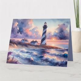 Cape Hatteras Light house at Sunset Coastline カード