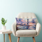 Cape Hatteras Light house at Sunset Coastline ランバークッション (椅子)