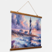 Cape Hatteras Light house at Sunset Coastline 吊り下げ型タペストリー (傾斜あり)