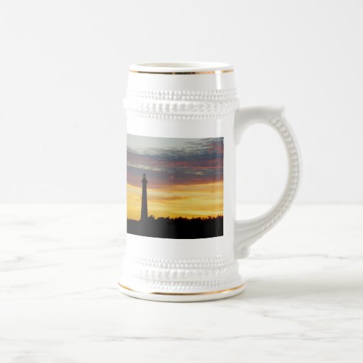 Cape Hatteras Light house at Sunset Stein ビールジョッキ (右)