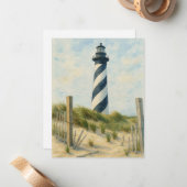 Cape Hatteras Lighthouse Watercolor ノートカード (正面/裏面インサイチュ)