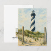 Cape Hatteras Lighthouse Watercolor ノートカード (正面/裏面)