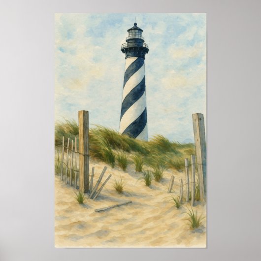 Cape Hatteras Lighthouse Watercolor ポスター (正面)