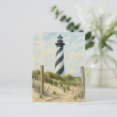 Cape Hatteras Lighthouse Watercolor ポストカード (スタンド正面)