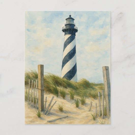 Cape Hatteras Lighthouse Watercolor ポストカード (正面)