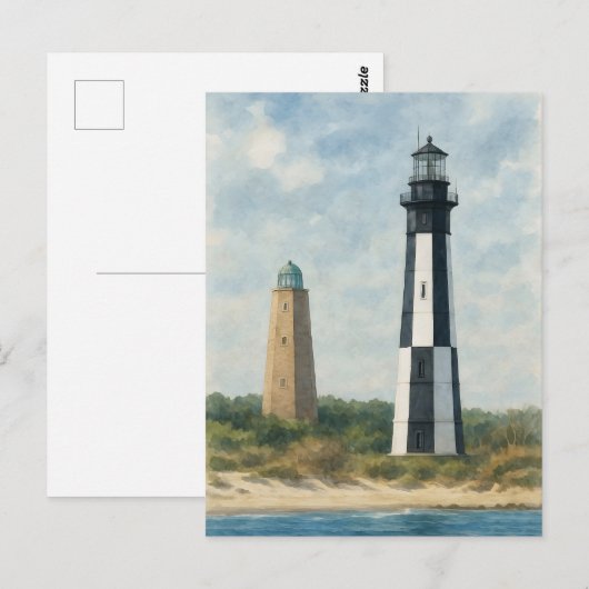 Cape Henry Lighthouses ポストカード (正面/裏面)