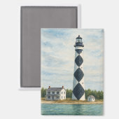 Cape Lookout Lighthouse Watercolor マグネット (正面/裏面)