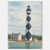 Cape Lookout Lighthouse Watercolor マグネット (正面)