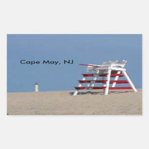 Cape Mayのライフガードの椅子 長方形シール