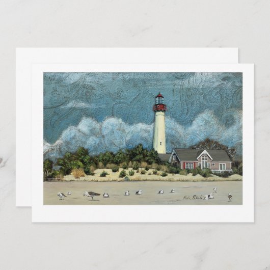 Cape May Lighthouse Painting, New Jersey 招待状 (正面/裏面)