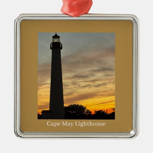 Cape May Lighthouse Sunset Ornament  メタルオーナメント (正面)