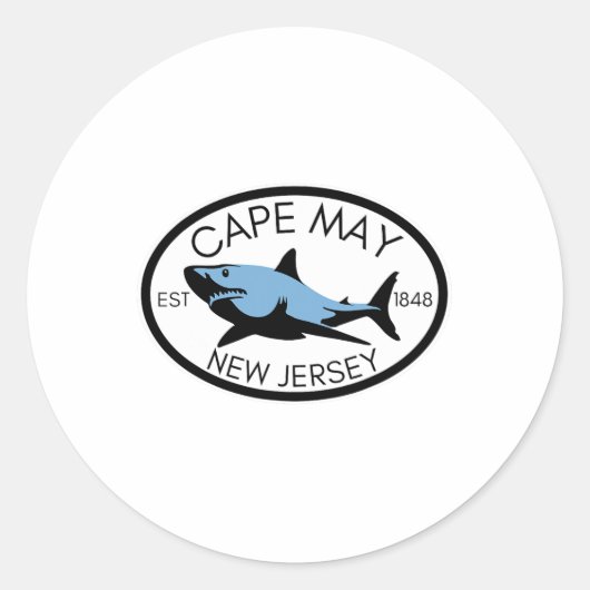 Cape May New Jersey Fishing Shark Fish Beach Boati ラウンドシール (正面)