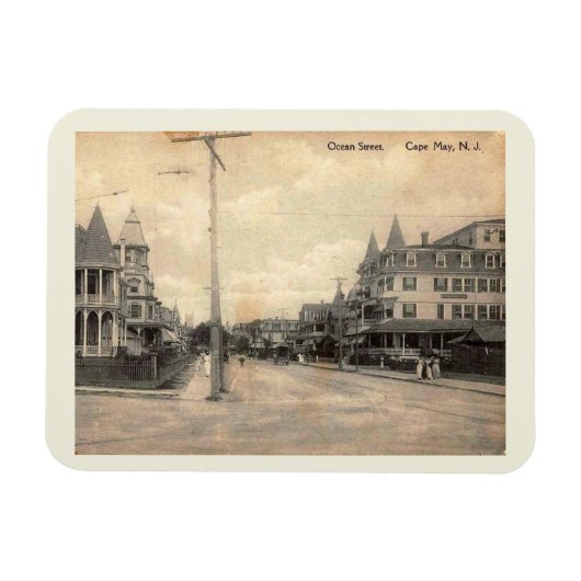 Cape May NJ、海通り、c1910ヴィンテージ マグネット (横)