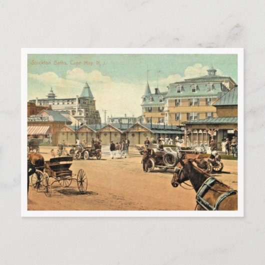 Cape May NJ, Stockton Baths, Vintage ポストカード (正面)