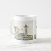 Cape Neddick Lighthouse Watercolor コーヒーマグカップ (正面左)