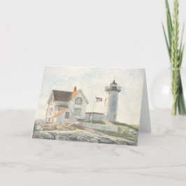 Cape Neddick Lighthouse Watercolor サンキューカード