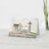 Cape Neddick Lighthouse Watercolor サンキューカード (正面)