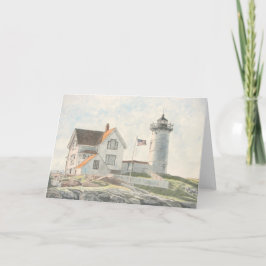 Cape Neddick Lighthouse Watercolor サンキューカード