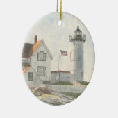 Cape Neddick Lighthouse Watercolor セラミックオーナメント (右)