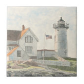 Cape Neddick Lighthouse Watercolor タイル (正面)