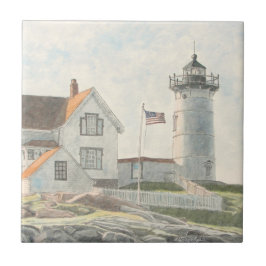 Cape Neddick Lighthouse Watercolor タイル