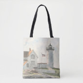 Cape Neddick Lighthouse Watercolor トートバッグ (正面)