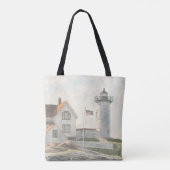 Cape Neddick Lighthouse Watercolor トートバッグ (裏面)