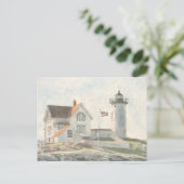 Cape Neddick Lighthouse Watercolor ポストカード (スタンド正面)