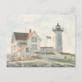 Cape Neddick Lighthouse Watercolor ポストカード (正面)