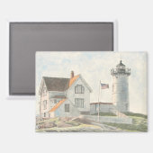 Cape Neddick Lighthouse Watercolor マグネット (正面/裏面)