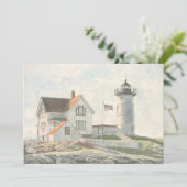Cape Neddick Lighthouse Watercolor 招待状 (スタンド正面)