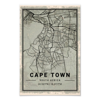 Cape town map print poster canvas | South africa フォトプリント