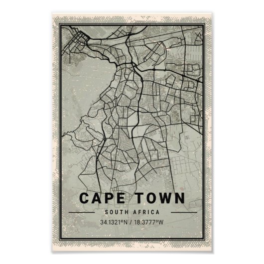 Cape town map print poster canvas | South africa フォトプリント (正面)