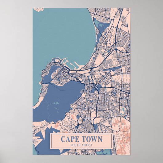 Cape Town South Africa Breezy City Map Travel ポスター (正面)