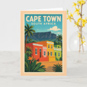 Cape Town, South Africa travel poster, カード (黄色い花)