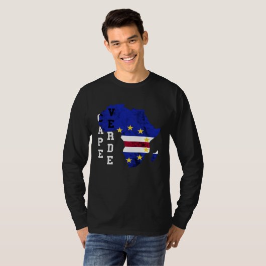 Cape Verde Map Cape Verdian Roots Archipelago Isla Tシャツ (正面フル)